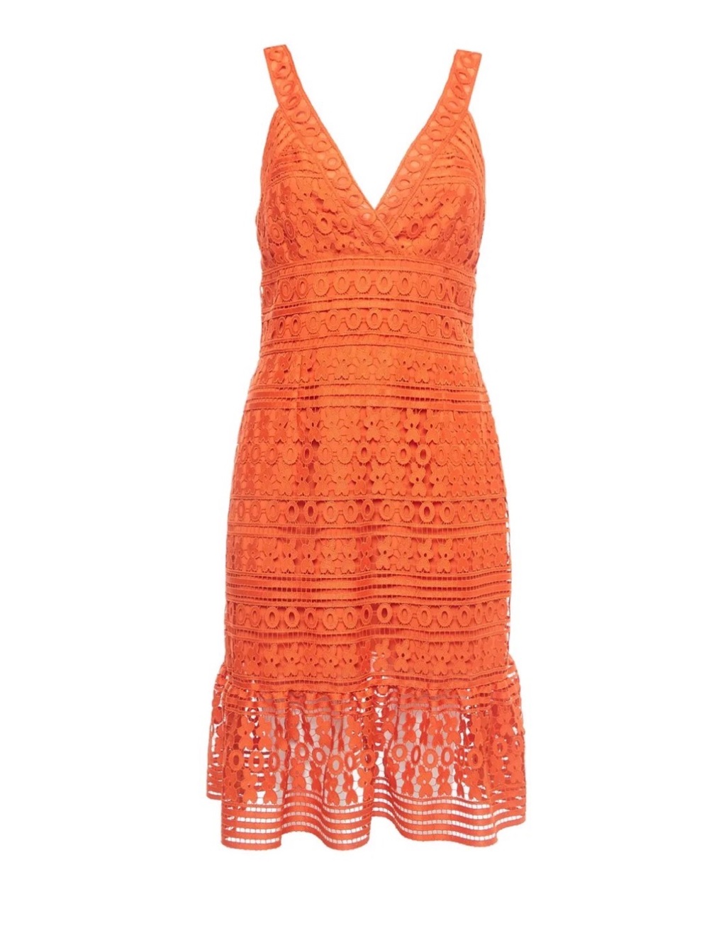 Diane Von Furstenberg Tiana Orange Guipure Lace Eyelet Midi Dress NWOT Size 10